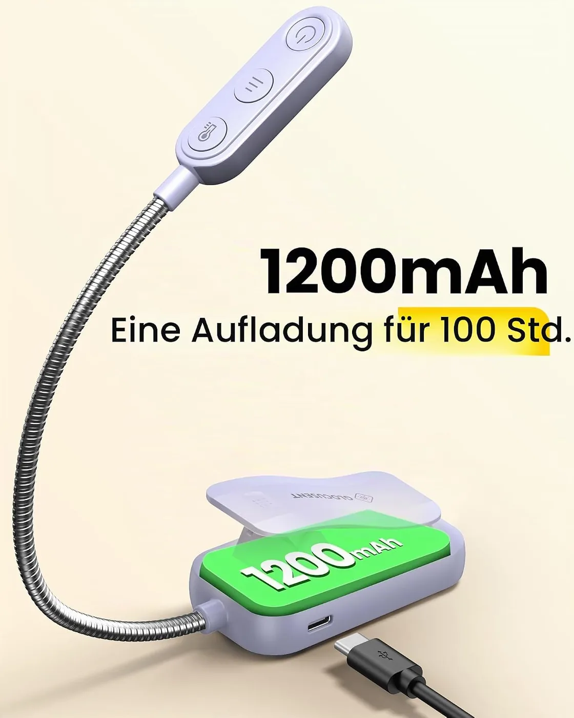 Leselampe Buch Klemme 20 LEDs – USB Wiederaufladbare Buchlampe – zusätzliche Produktansicht